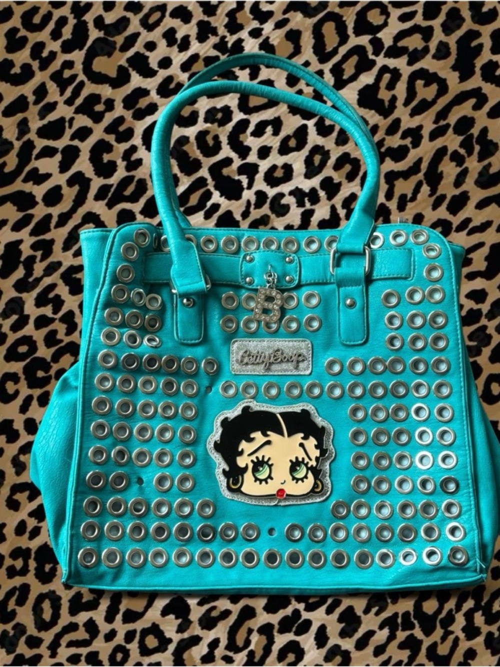 Betty Boop Teal Studded Tote with Character Patch